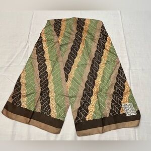 Vintage Bill Blass Scarf with Green and Brown Accents